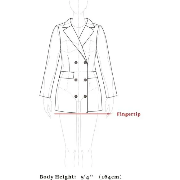 Women's Beige Peter Pan Collar Double Breasted Winter Long Trench Pea Coat - Picture 8 of 8